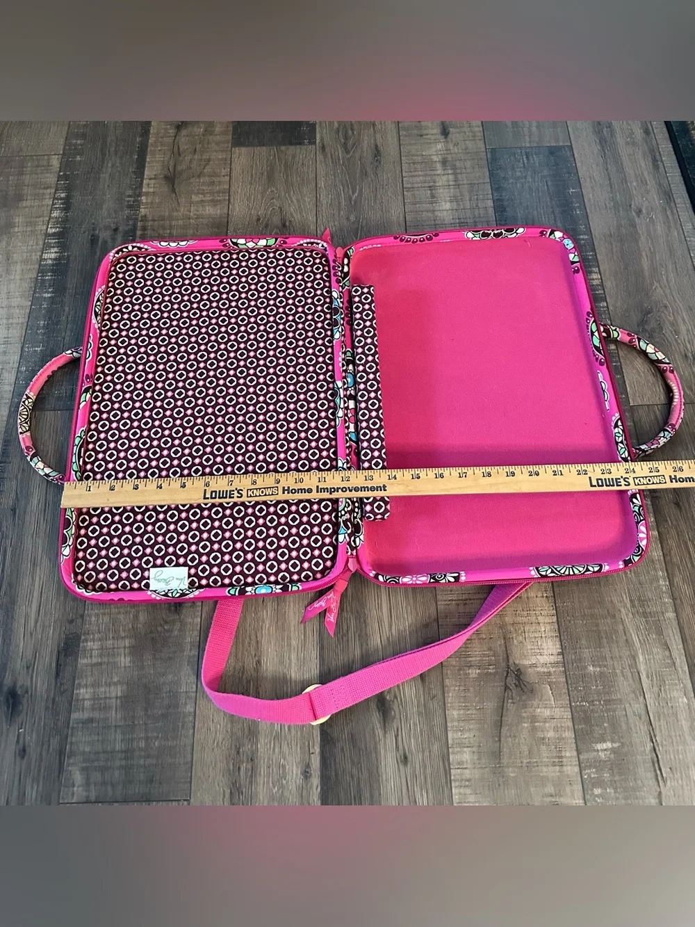 Vera Bradley Pink Cupcake Hard Shell Laptop Travel Bag Quilted Cotton Canvas EUC